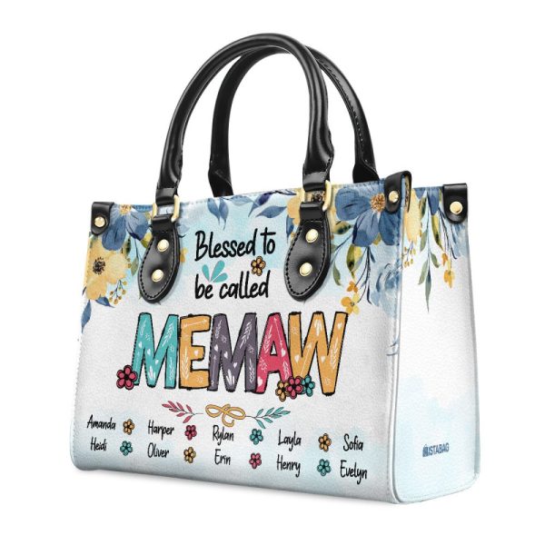 Blessed To Be Called Great Grandma - Personalized Leather Handbag
