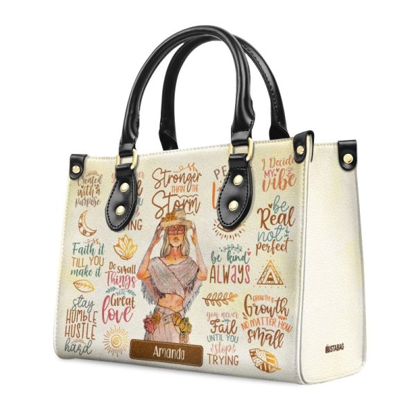 Stronger Than The Storm - Personalized Leather Handbag Sbhn14