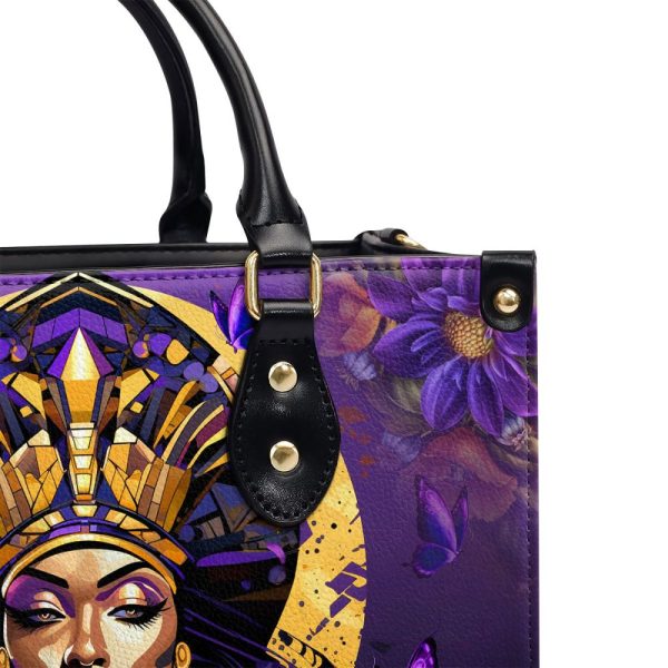 A Beautiful Queen - Personalized Purple Leather Handbag Stb58