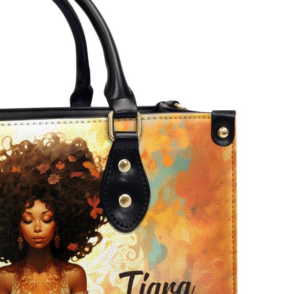 Radiant Soul Illuminating Paths - Personalized Purple Leather Handbag Stb70