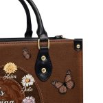 Grandma'S Garden Growing Since Year - Personalized Leather Handbag