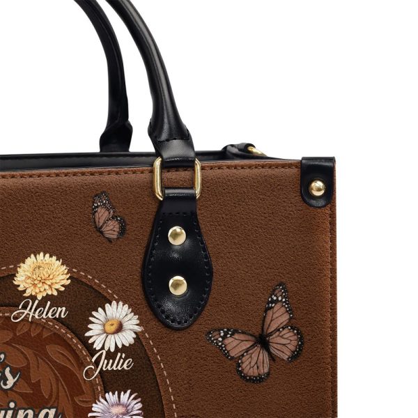 Grandma'S Garden Growing Since Year - Personalized Leather Handbag