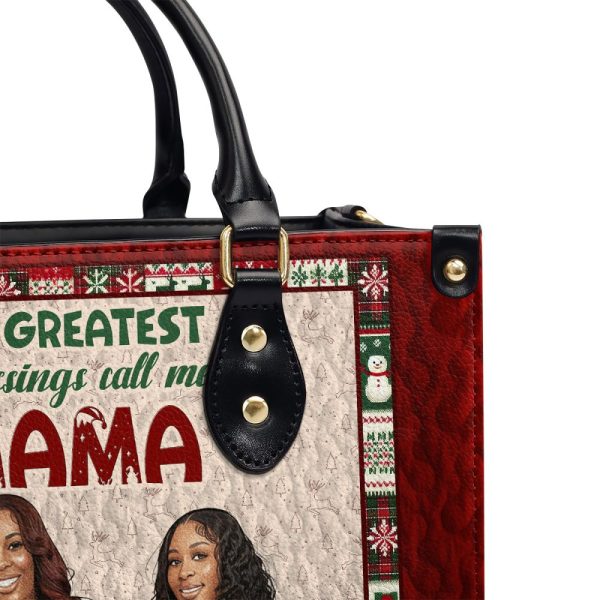 My Greatest Blessings Call Me  - Personalized Leather Handbag
