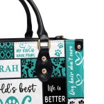 World'S Best Dog Mom - Personalized Leather Handbag Sbha04