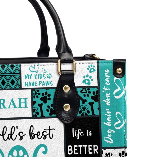 World'S Best Dog Mom - Personalized Leather Handbag Sbha04