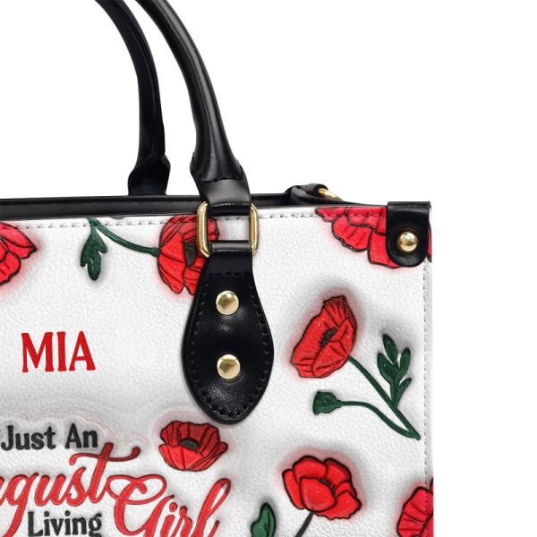 Birth Month Flowers - Just A Girl Living Her Best Life - Personalized Leather Handbag Sbt34