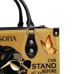 She Who Kneels Before God Can Stand Before Anyone - Personalized Leather Handbag Stb10