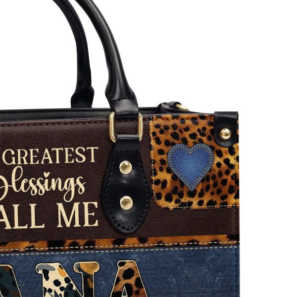 My Greatest Blessings Call Me Grandma/Nana - Personalized Leather Handbag Mb75B