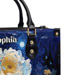 Peony Under The Starry Night - Personalized Leather Handbag Msm28