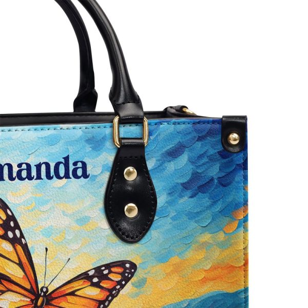 Butterfly In The Starry Night Style - Personalized Leather Handbag Msm07