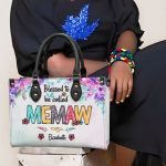 Blessed To Be Called Great Grandma - Personalized Leather Handbag