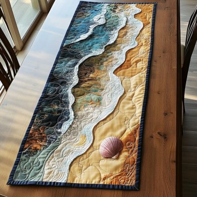Wave Whisper Quilted Table Runner