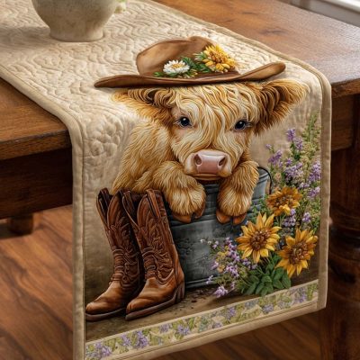 Western Highland Quilted Table Runner