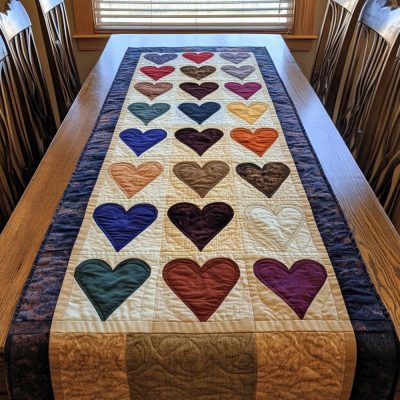 Whispering Hearts Quilted Table Runner