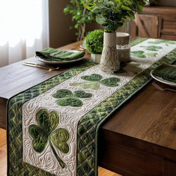 Whispering Shamrock Quilted Table Runner