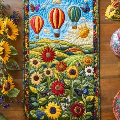 Wild Sunflower Trail Quilted Table Runner