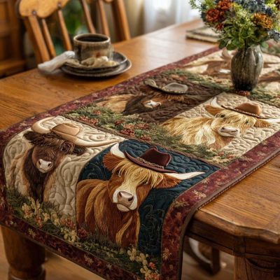 Wild West Cow Quilted Table Runner