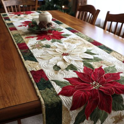 Winter Bloom Quilted Table Runner