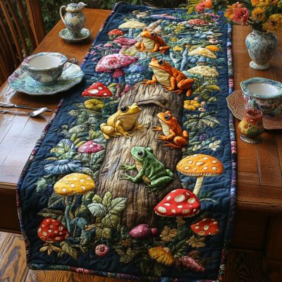 Woodland Wonder Frogs Quilted Table Runner