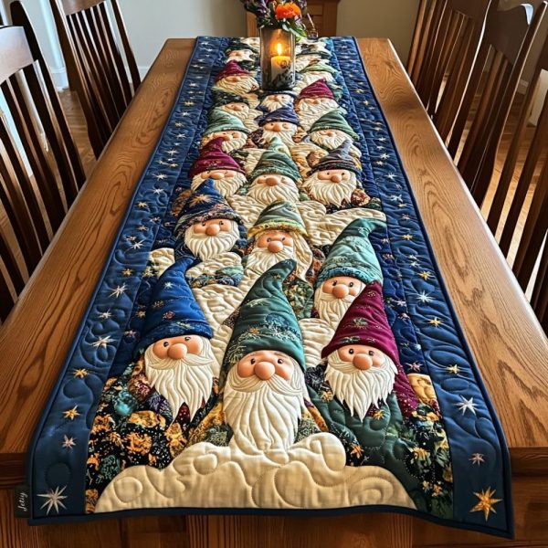 Yuletide Gnomes Quilted Table Runner