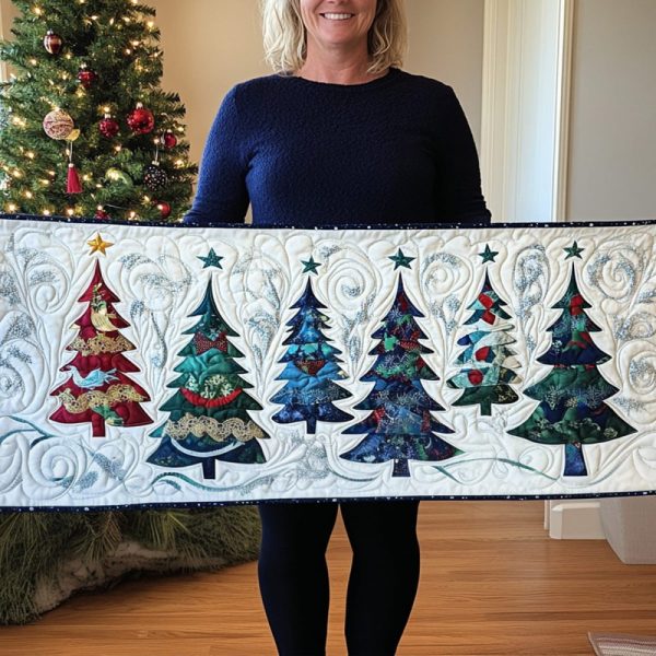 Yuletide Tree Bliss Quilted Table Runner