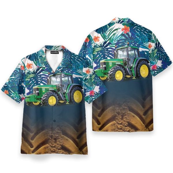 Tractor Men'S Button'S Up Shirts Hawaiian Shirt