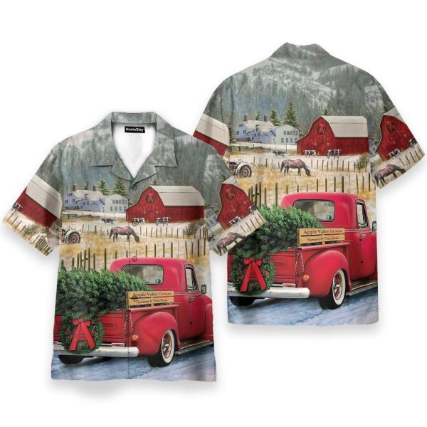 Red Truck Christmas Apple Valley Orchards Hawaiian Shirt