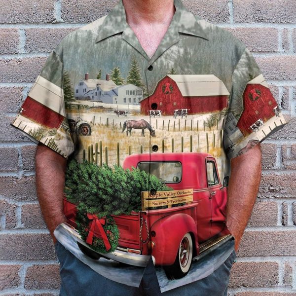 Red Truck Christmas Apple Valley Orchards Hawaiian Shirt