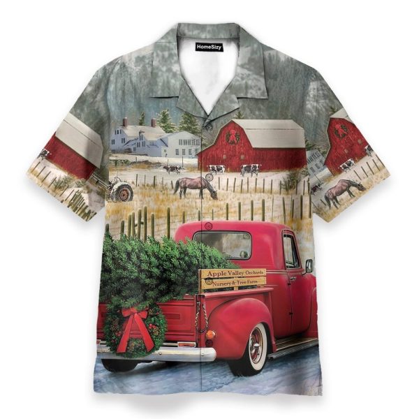 Red Truck Christmas Apple Valley Orchards Hawaiian Shirt