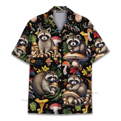 Funny Raccoon & Mushroom Tropical Hawaiian Shirt