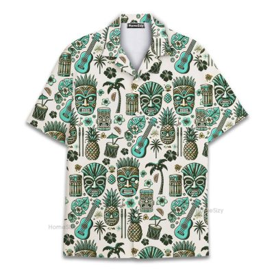 Retro Tiki Mask Polynesian Funny Hawaiian Shirt