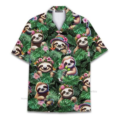 Lazy Sloth Cute Funny Tropical Hawaiian Shirt