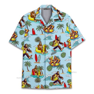 Funny Bigfoot Beach Party Cool Sasquatch Hawaiian Shirt