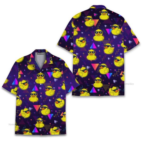 Retro Rubber Duck 80S Vaporwave Neon Hawaiian Shirt