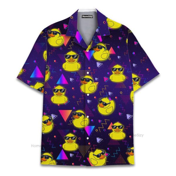 Retro Rubber Duck 80S Vaporwave Neon Hawaiian Shirt