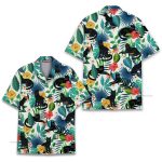 Funny Black Cat Tropical Jungle Floral Hawaiian Shirt