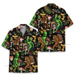 Bigfoot & Alien Trippy Mushroom Forest Hawaiian Shirt