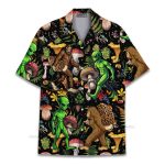 Bigfoot & Alien Trippy Mushroom Forest Hawaiian Shirt