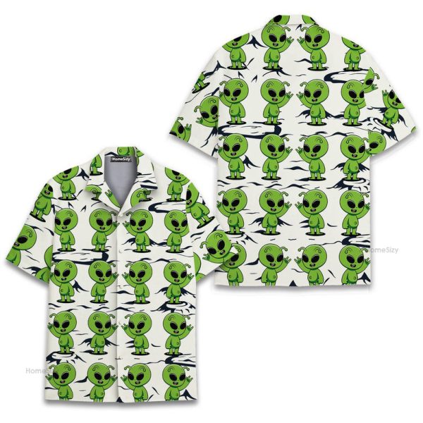 Cute Cartoon Alien Funny Hawaiian Shirt