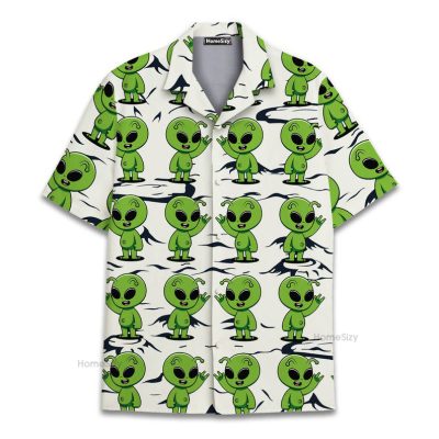 Cute Cartoon Alien Funny Hawaiian Shirt