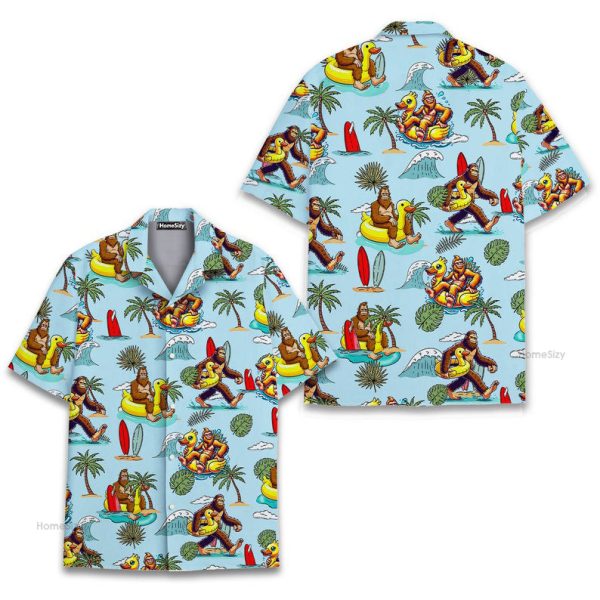 Funny Bigfoot Beach Party Cool Sasquatch Hawaiian Shirt