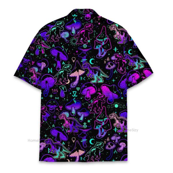 Trippy Dinosaur Psychedelic T-Rex  Neon Hawaiian Shirt