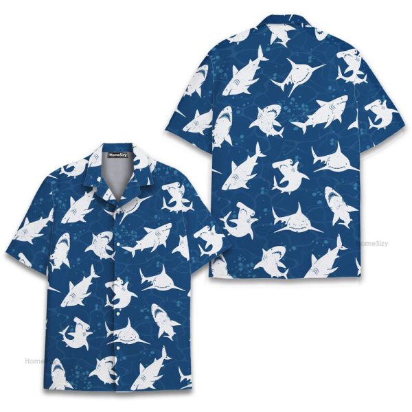 Shark Blue Ocean Cool Beach Hawaiian Shirt
