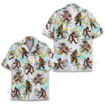 Bigfoot Surfing Sasquatch & Beer Funny Tropical Hawaiian Shirt