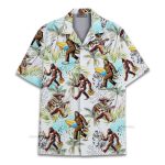 Bigfoot Surfing Sasquatch & Beer Funny Tropical Hawaiian Shirt