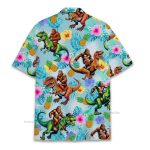 Funny Bigfoot Riding Dinosaur Tropical Hawaiian Shirt