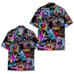 Neon Bowling Funny Raccoon Strike Club Hawaiian Shirt