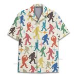 Retro Bigfoot Colorful Sasquatch Silhouette Fun Summer Hawaiian Shirt