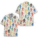 Retro Bigfoot Colorful Sasquatch Silhouette Fun Summer Hawaiian Shirt
