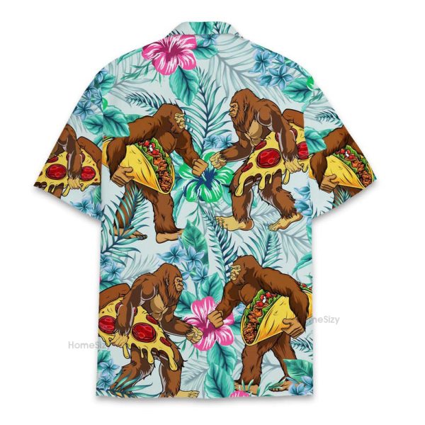 Funny Bigfoot Sasquatch Pizza & Taco Hawaiian Shirt Qt6011901